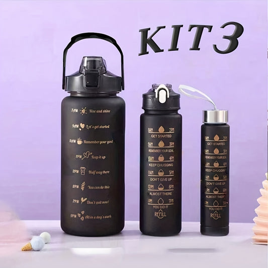 Leakproof Motivational Water Bottle with Time Marker & Straw 2000ML