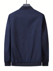 Men's Zipper Plain Jackets Windproof Casual Baseball Jacket