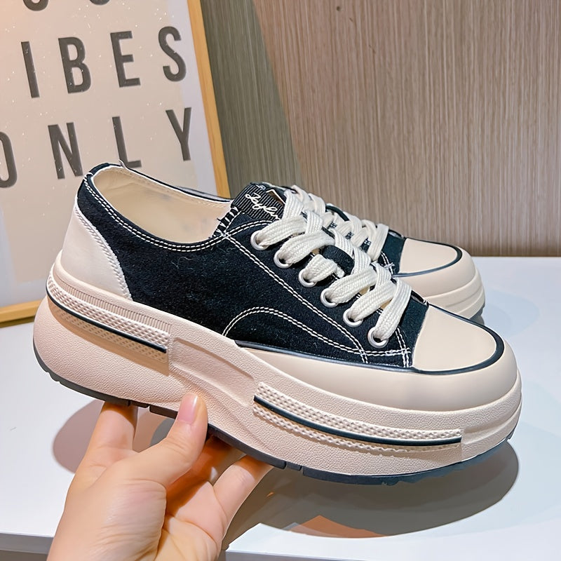 Women's Thick Bottom Canvas Casual Shoes Low Top Outdoor Shoes