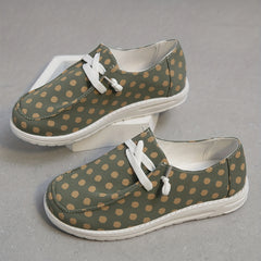 Yellow Polka Dot Canvas Shoes Lace Up Lightweight Walking Shoes