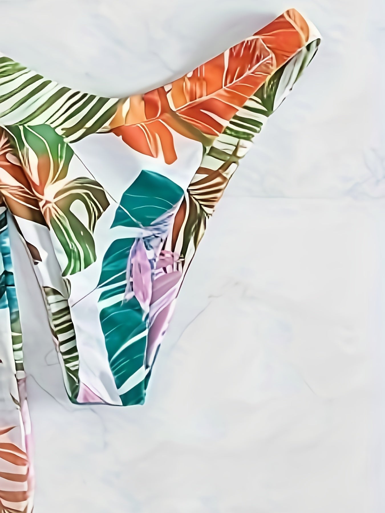 Leaf Print Spaghetti Strap 3 Piece Swimsuit & Cover Up Pants