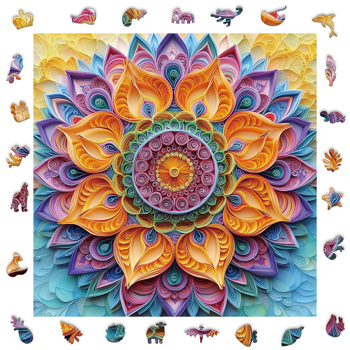 Sunflower Wooden Puzzle with Animal Pieces - Fun Puzzle Gift