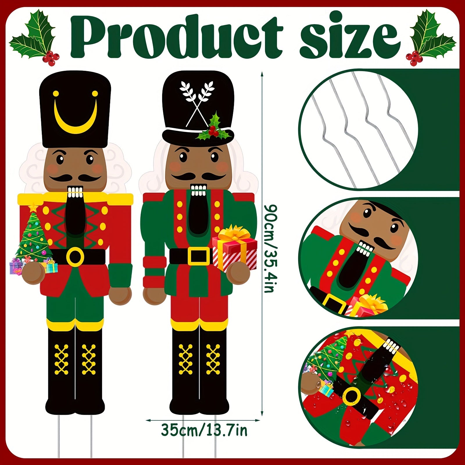 2PCS Christmas Nutcracker Yard Sign With Stakes Outdoor Decorations