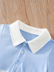 Baby Boys Casual Block Short Sleeve Romper