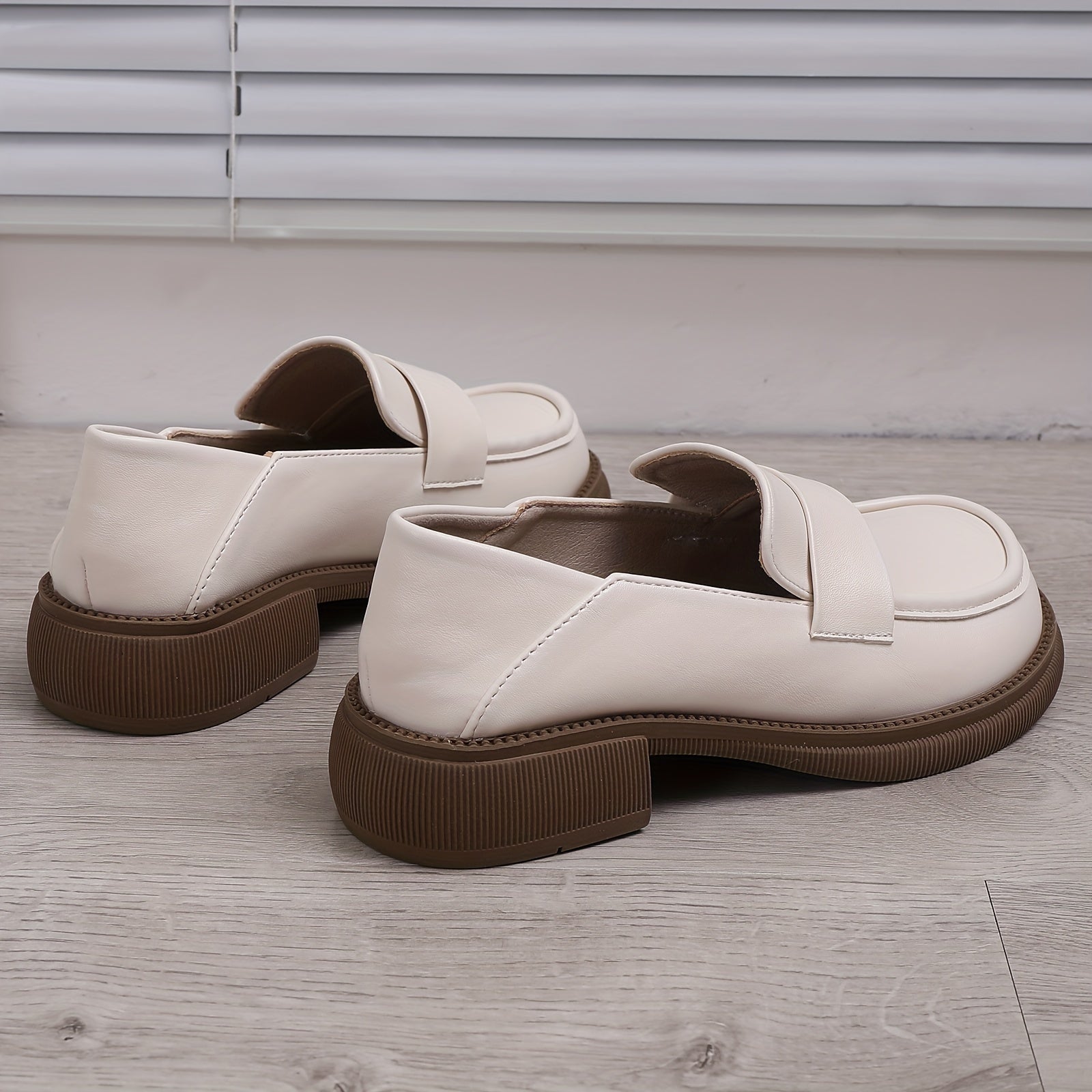 Women's Chunky Heel Loafers British Style Work Shoes