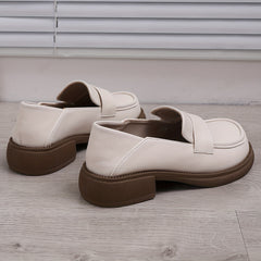 Women's Chunky Heel Loafers British Style Work Shoes