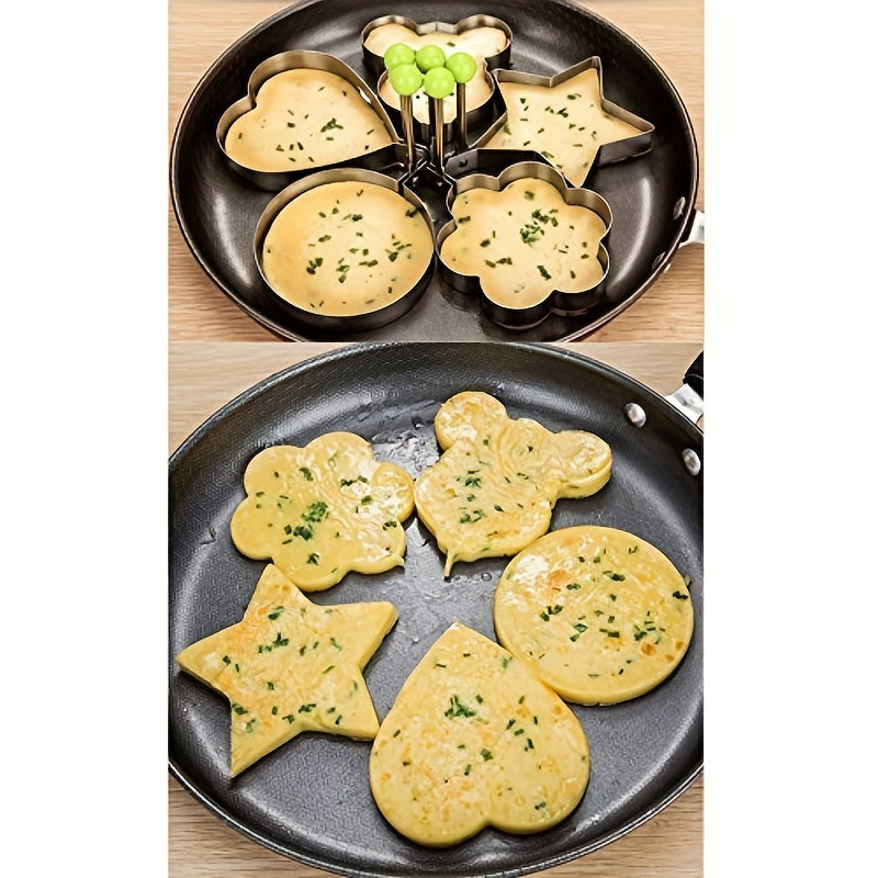5pcs Fried Egg Rings Pancake Mold Maker Non Stick Stainless Steel Egg Form