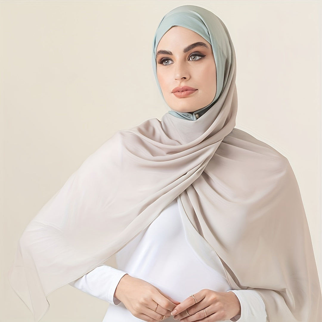 Large Thin Chiffon Hijab Gradient Turban Soft Shawl Wrap