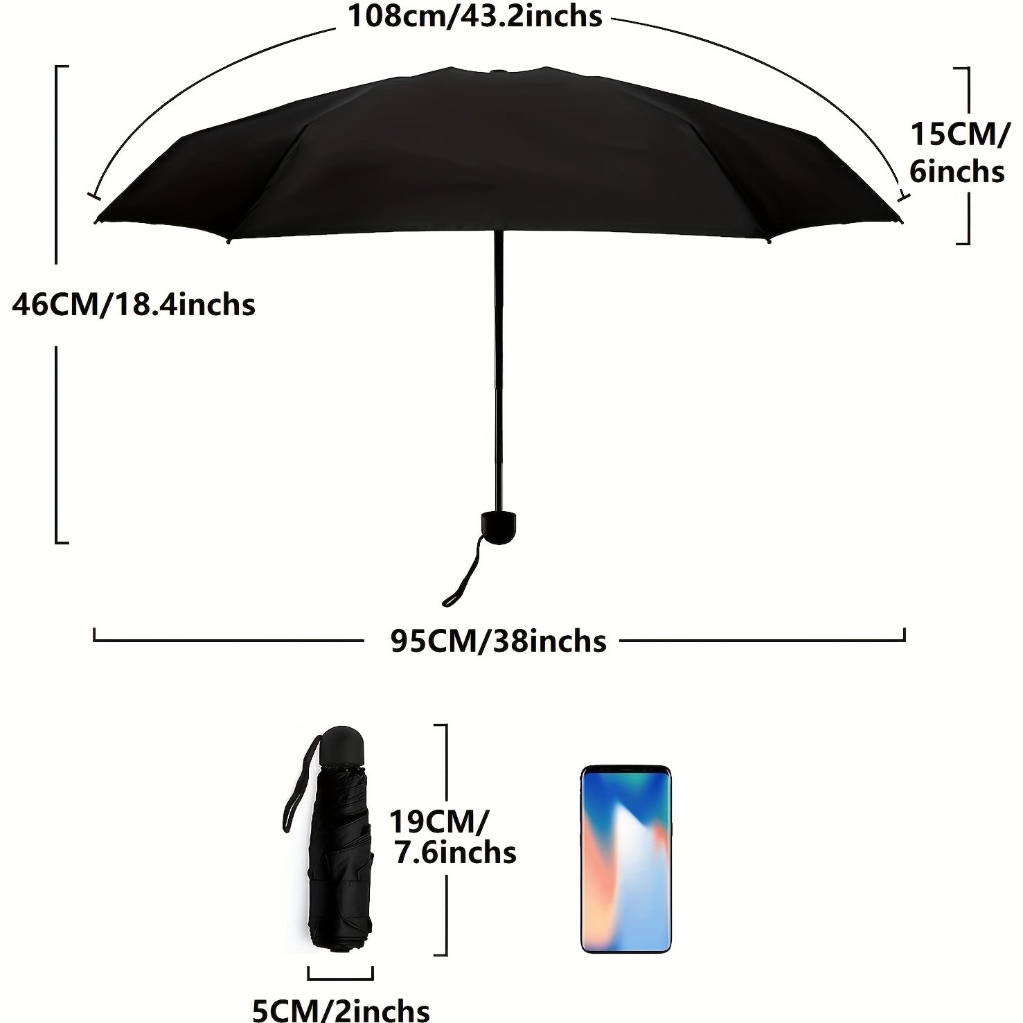 Portable Travel Mini Umbrella Sturdy Compact Sun Windproof Rainproof