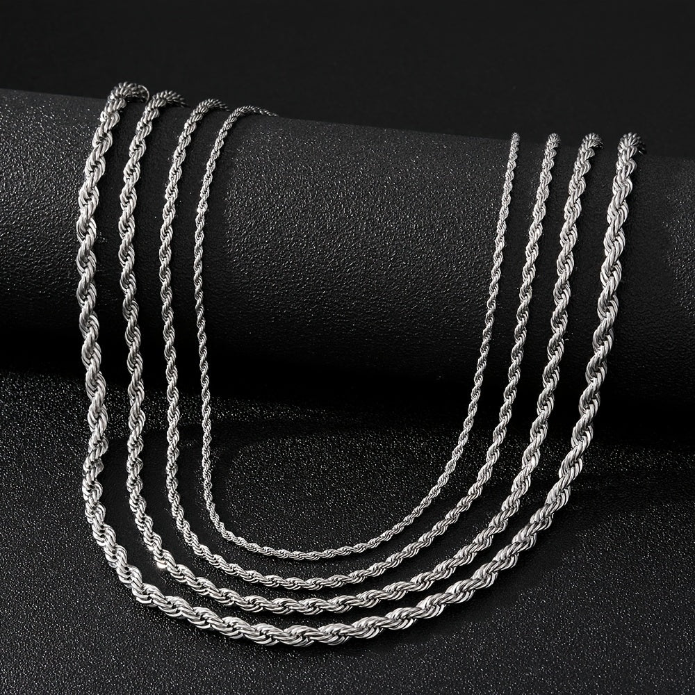 1pc Golden Silver Twist Chain Necklace Men Women Couple Necklace