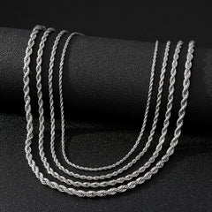 1pc Golden Silver Twist Chain Necklace Men Women Couple Necklace