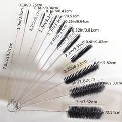10pcs Tube Cleaning Brushes Kit Metal Pipe Brush Cleaner Auto Parts Bottles