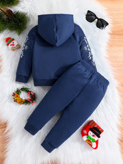 Happy Christmas Party Baby Boys Hooded Sweatshirt Set