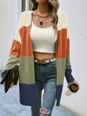 Striped Block Cardigans V Neck Loose