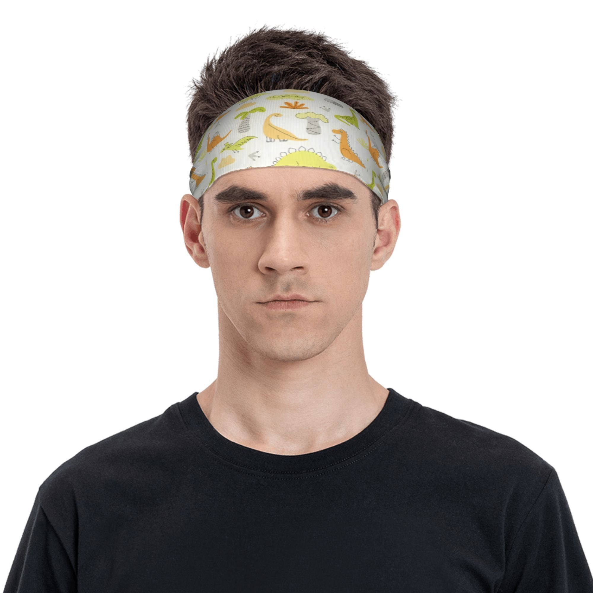 Cartoon Dinosaur Sports Headband Sweat Wicking Stretchy Breathable Polyester