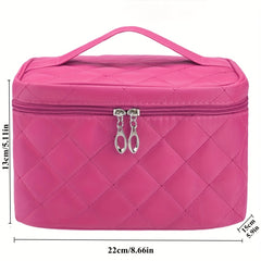 Women's Solid Cosmetic Bag Quilted Detail Hand Bag For Travel