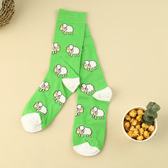 Cartoon Sheep Print Comfy Socks Women's Stockings