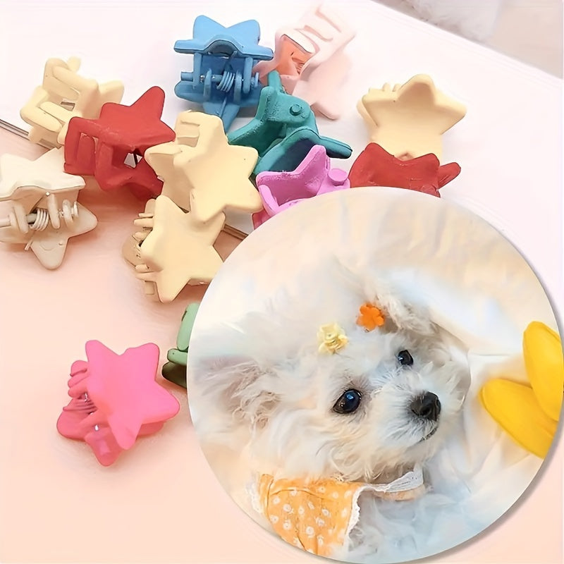 20pcs Pet Head Flowers Crown Hair Clip Dog Cat Hairpins Random Color