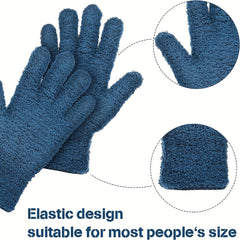 Green Microfiber Cleaning Gloves for Dusting Kitchen Furniture Car Interiors