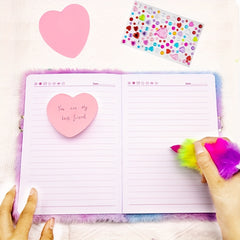 Love Heart Cat Lockable Journal Set Diary Stickers Mini Wallet for Teens