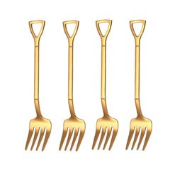 4pcs Stainless Steel Fruit Cake Dessert Forks Creative Shape Tableware
