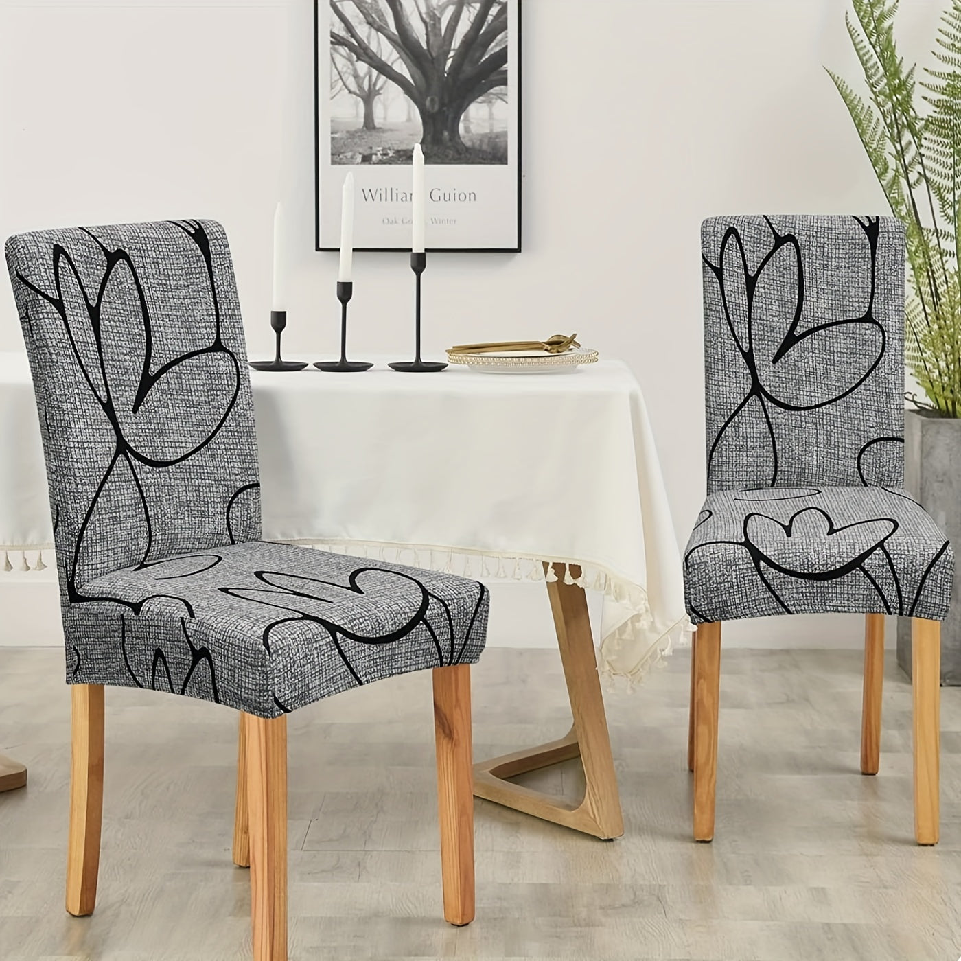 Flower Dining Chair Slipcover Stretching Dustproof
