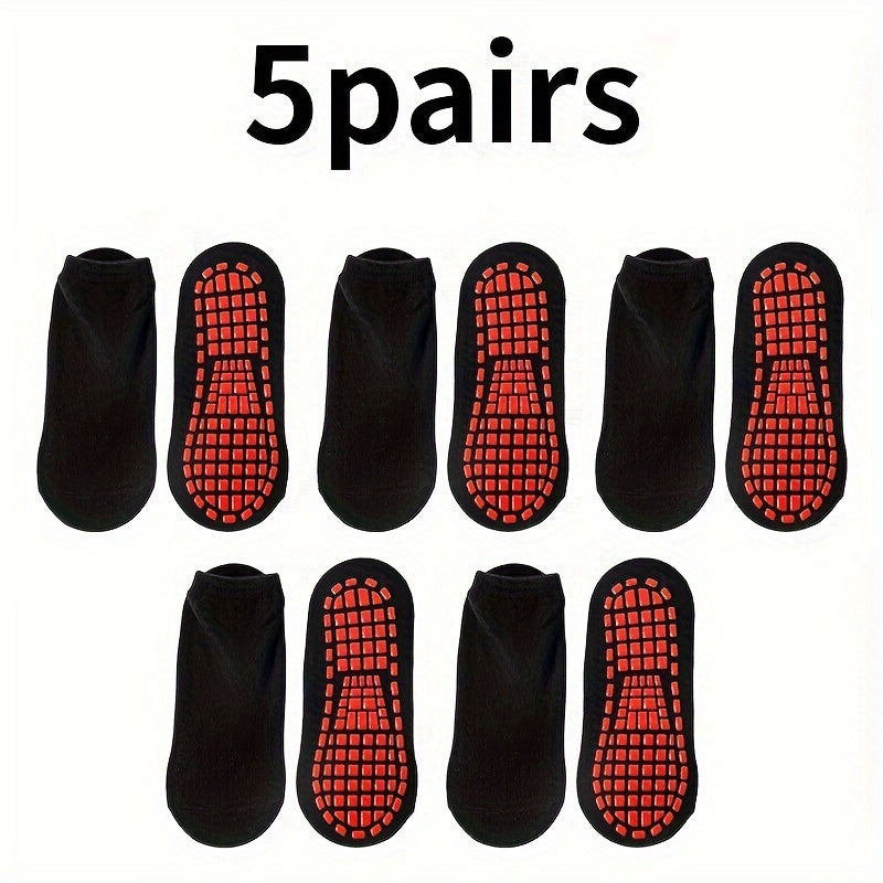 5 Pairs Comfy Crew Socks Breathable Non slip Women's Stockings