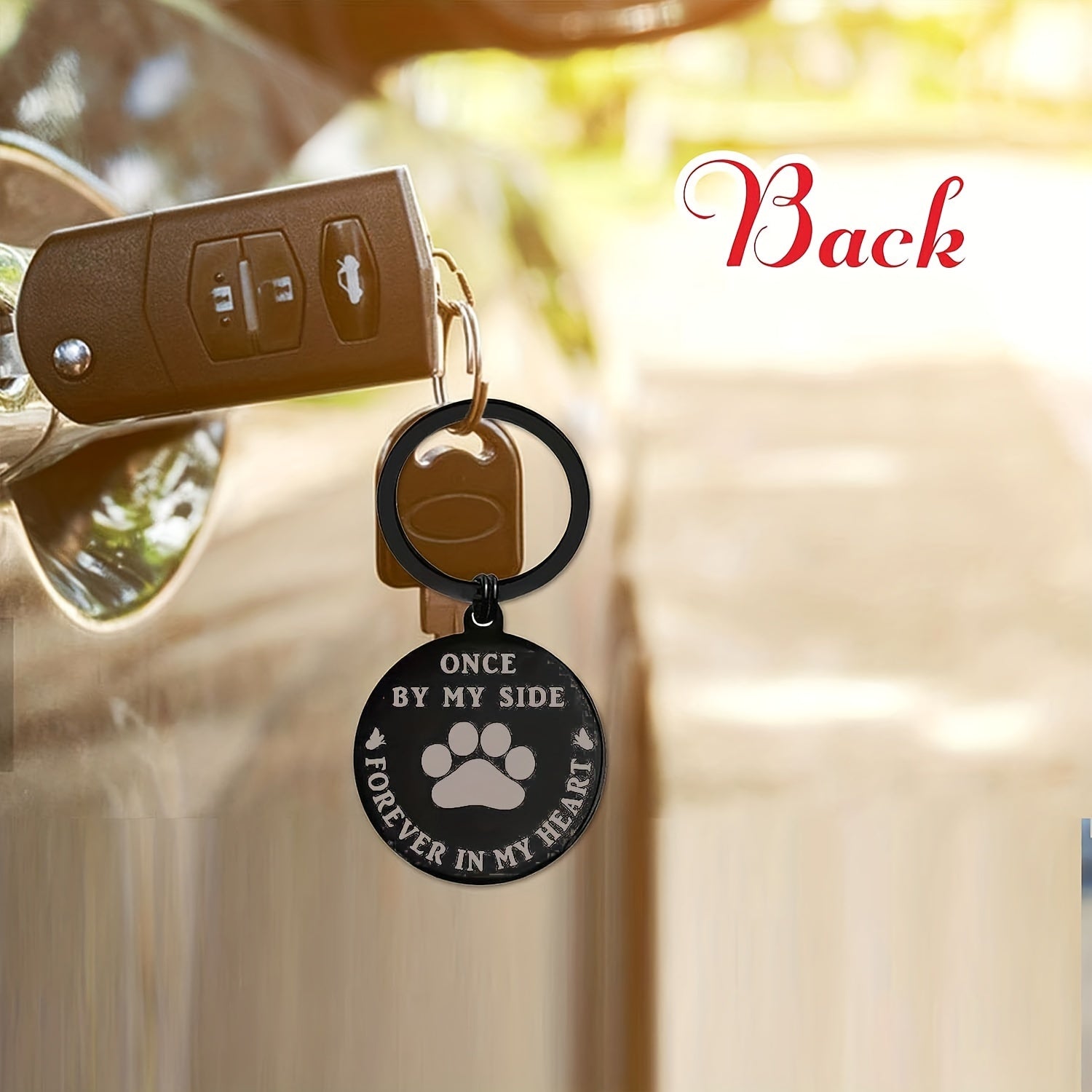Rainbow Bridge Pet Memorial Metal Engraved Keychain