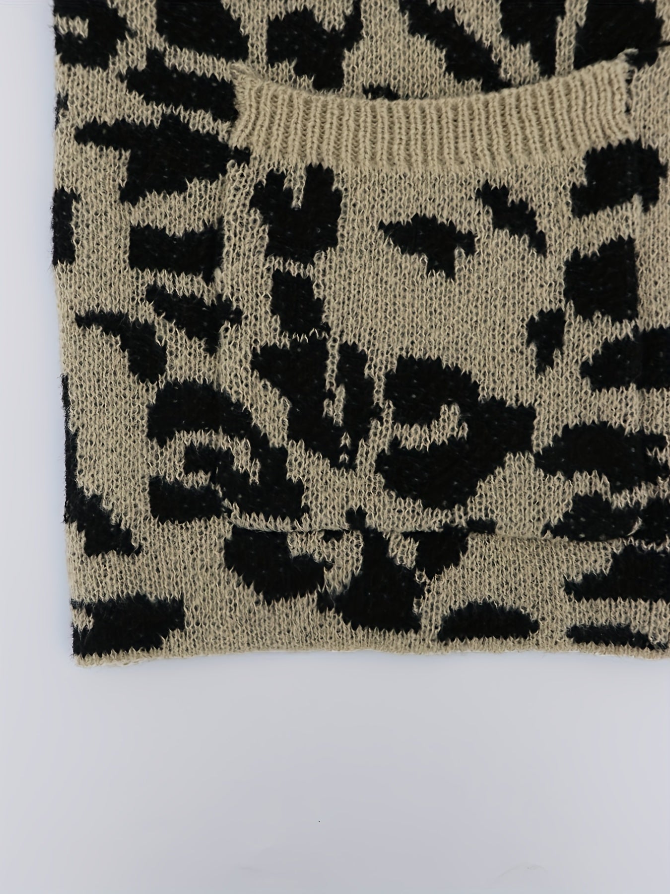  Leopard Print Open Front Cardigan with Pockets