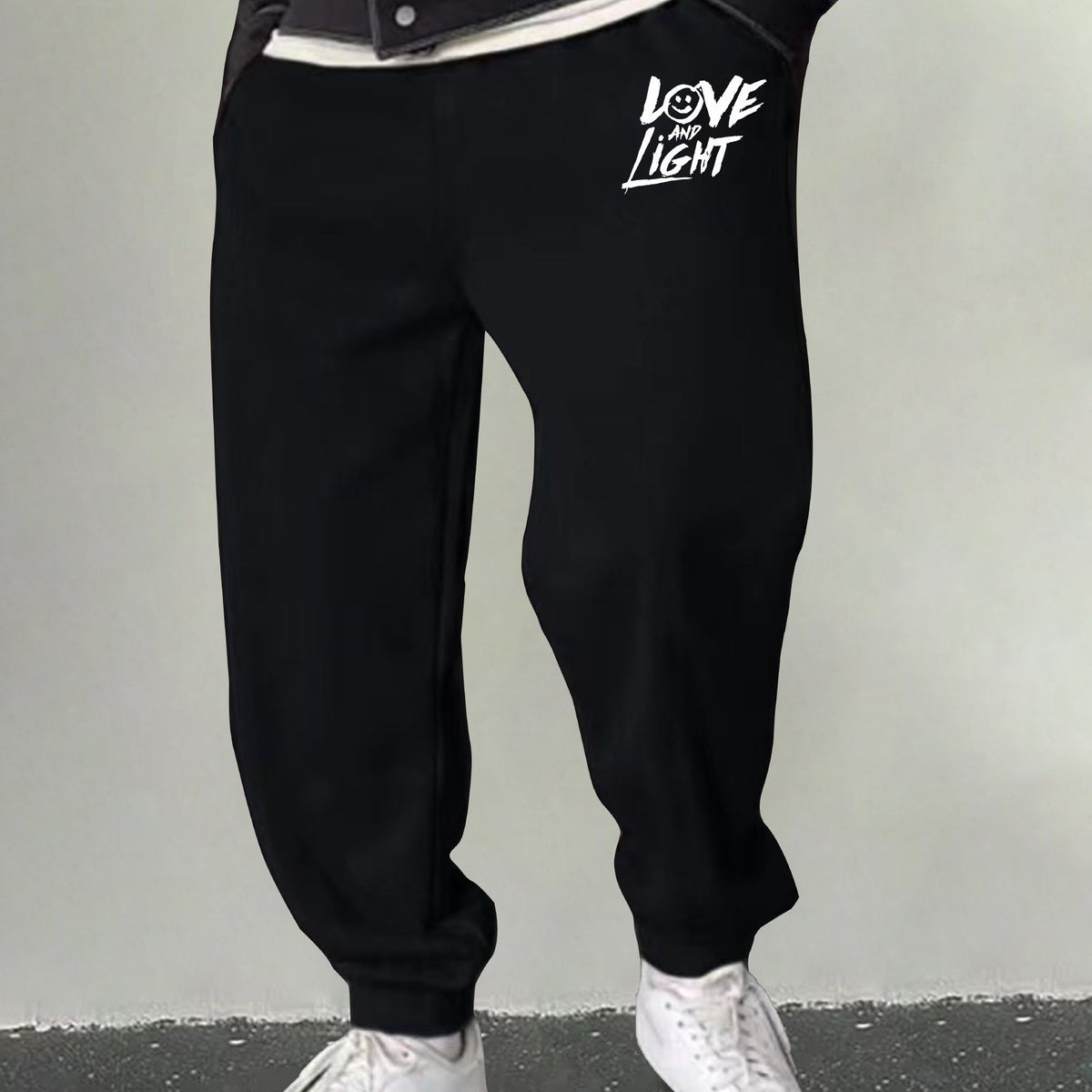 Men's Love & Light Print Sweatpants Casual Stretchable Drawstring Loose Pants