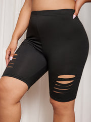  High Stretch Biker Shorts - Skinny Fit Cut Out Casual Shorts