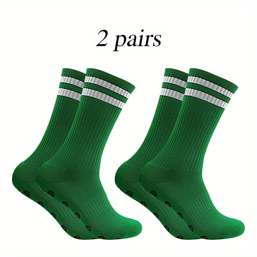 2 Pairs Men's Striped Sport Socks Nylon Blend Breathable for Training Running