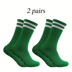 2 Pairs Men's Striped Sport Socks Nylon Blend Breathable for Training Running