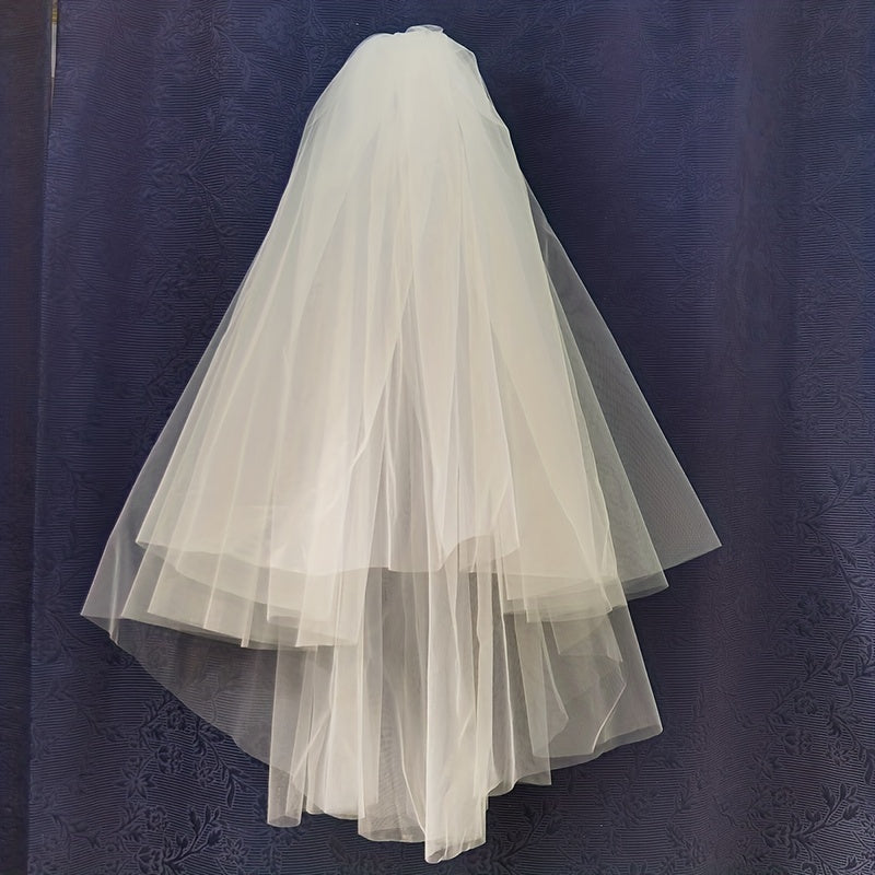 Bride Veil Tulle 2 Layers Veil With Comb Baroque Style Head Piece