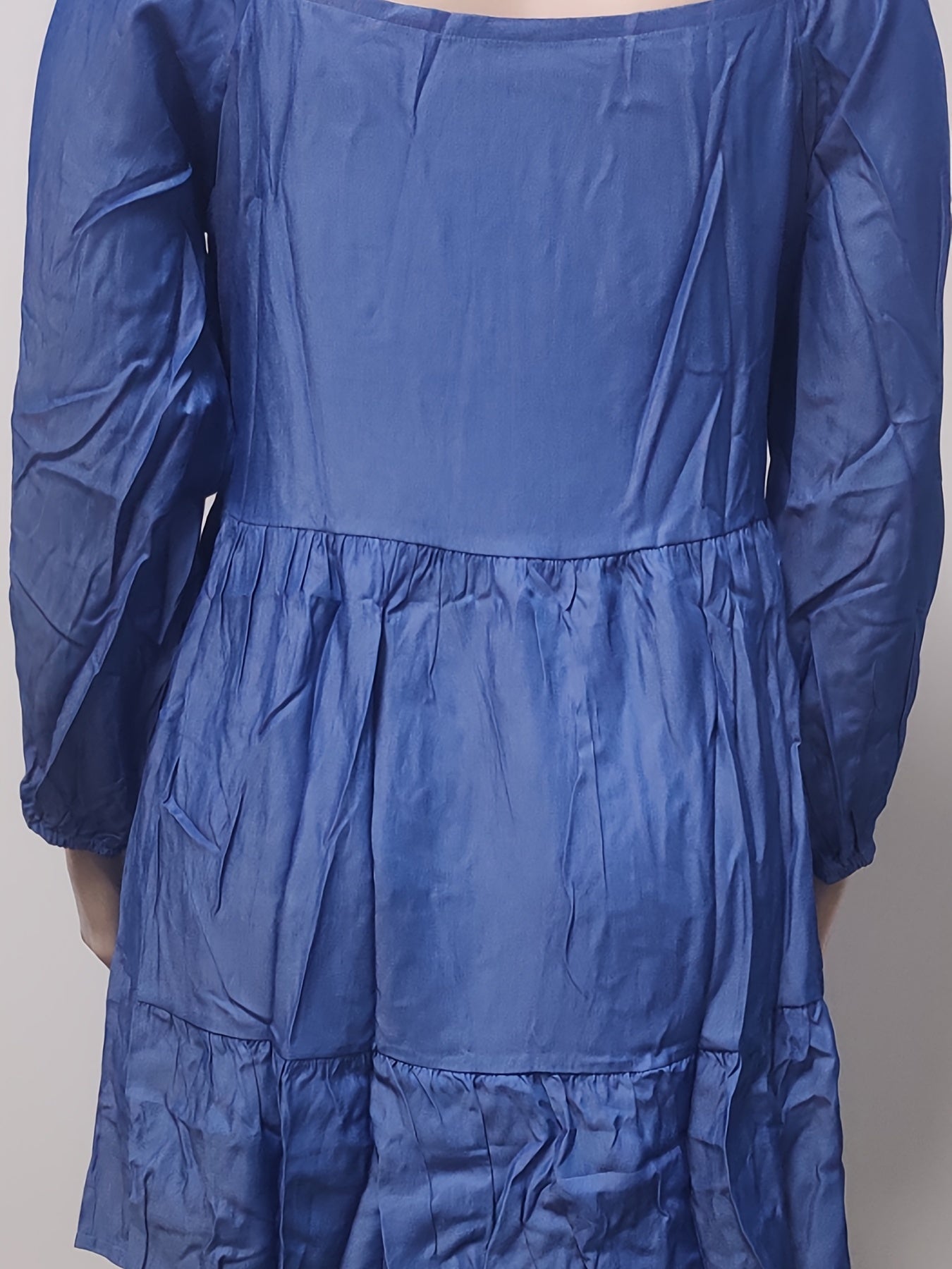  Boat Neck Lantern Sleeve Midi Dress Women's Plus