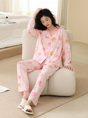 Floral Print Pajama Set Long Sleeve Top & Pants