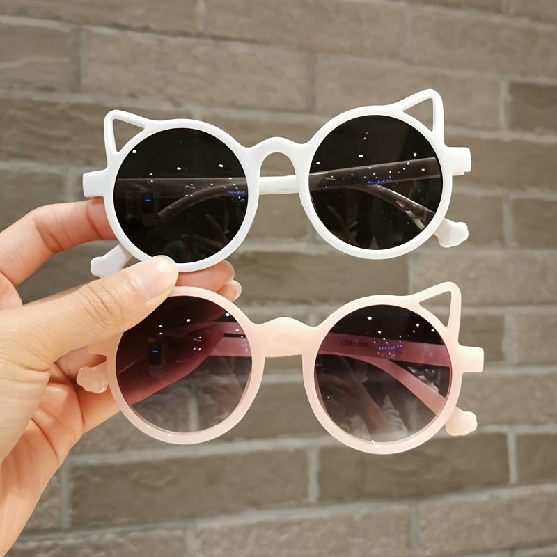 Cat Ear Sunglasses UV Protection Round Frame for Girls