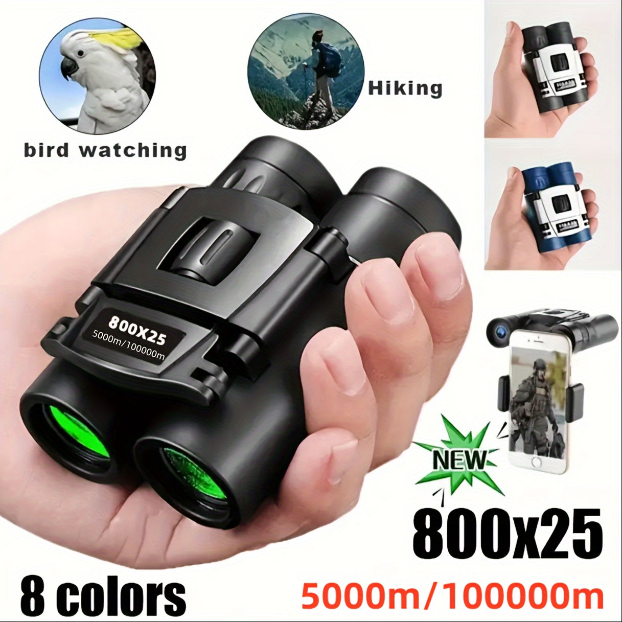 Portable Folding Binoculars for Camping & Tourism