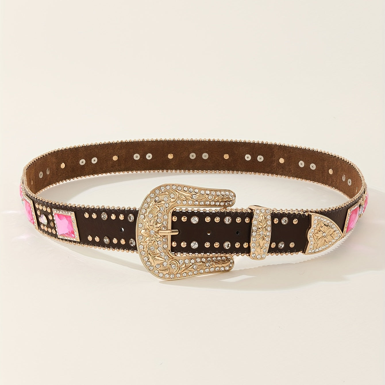 Men's Rhinestone PU Leather Belt for Holiday Party