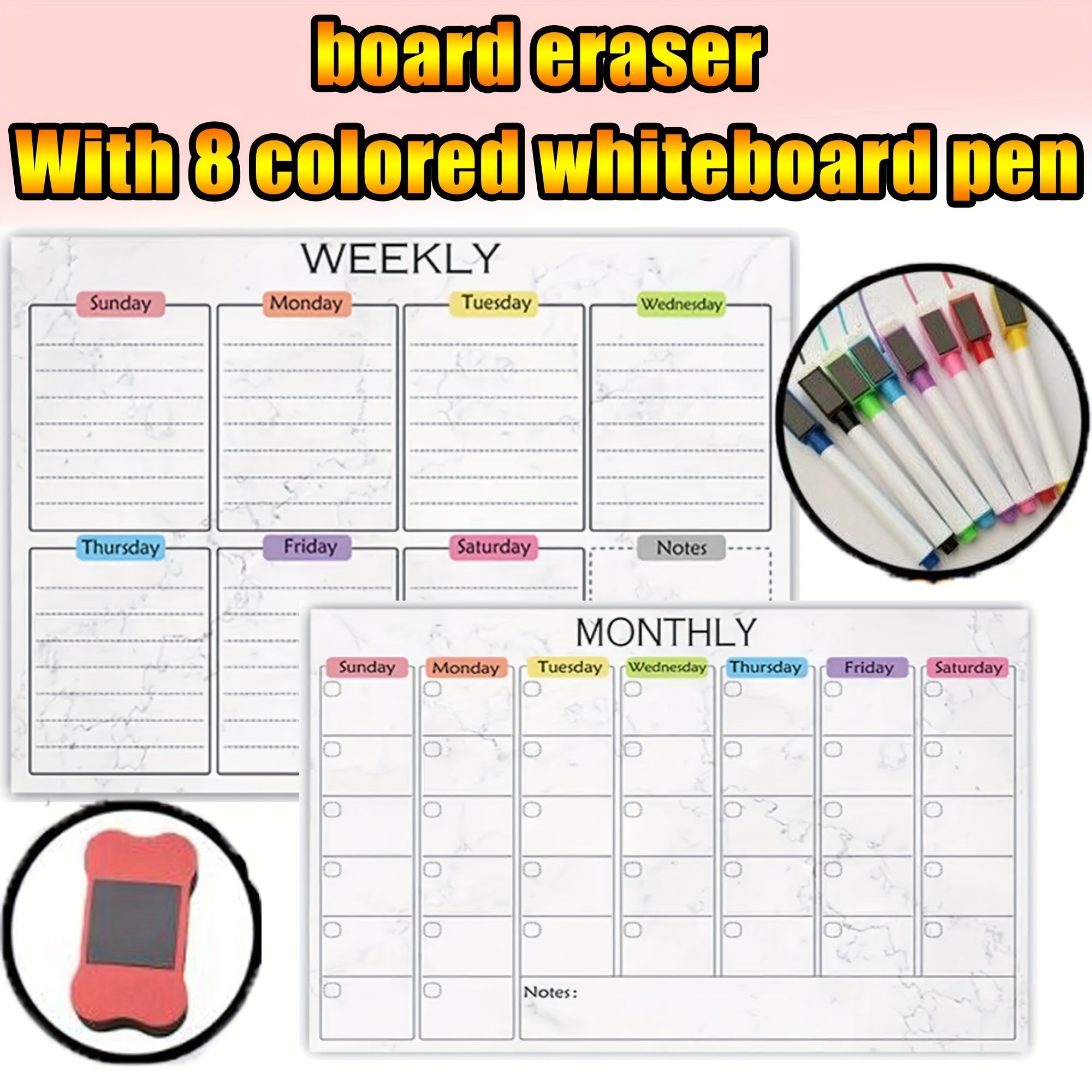 Erasable Magnetic Monthly Weekly Planner Whiteboard