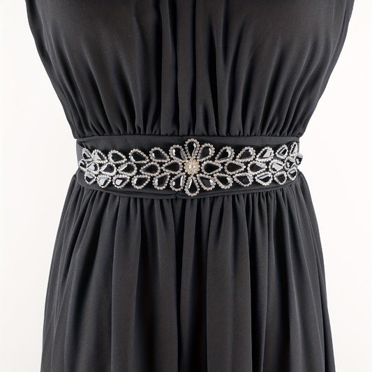 Colorful Rhinestone Elastic Waistband Women Vintage Belt