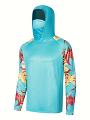 Men's UPF 50 Sun Protection Hoodie Leaf Pattern Quick Dry Top