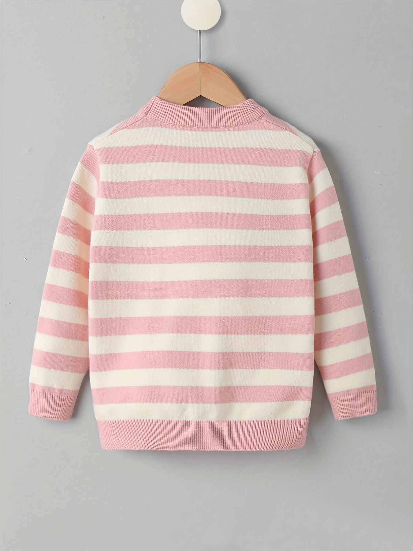Girls' Stripe & Embroidered Knit Sweater Pullovers