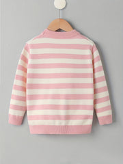 Girls' Stripe & Embroidered Knit Sweater Pullovers
