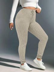  Ribbed High Rise Skinny Trousers