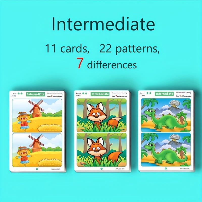 64pcs Jumbo Find the Difference Cards Focus Training Game Flashcards
