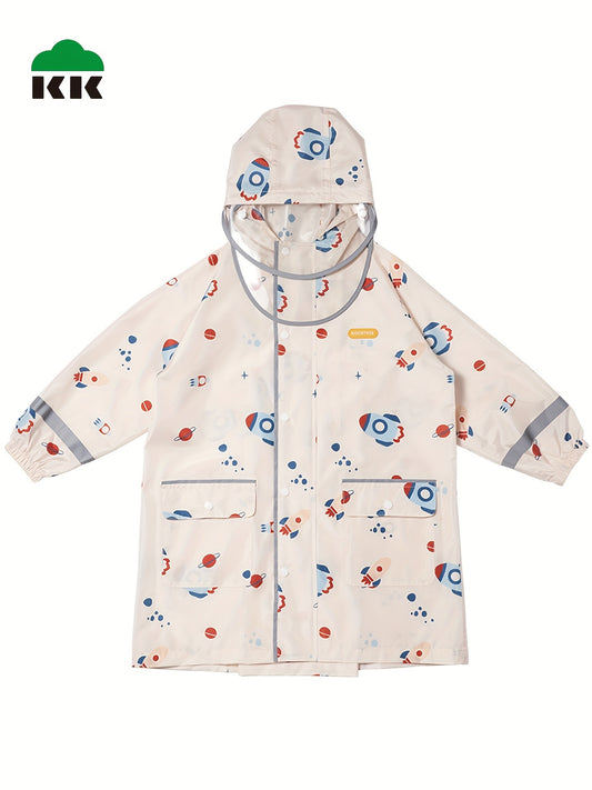 Kid's Graphic Raincoat Boys And Girls Baby Poncho With Detachable Hat Brim