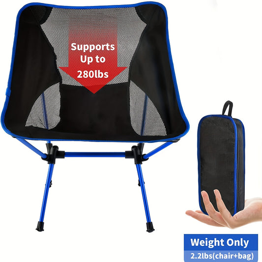 Portable Camping Chair with Side Pocket & Carry Bag for Outdoor Activities