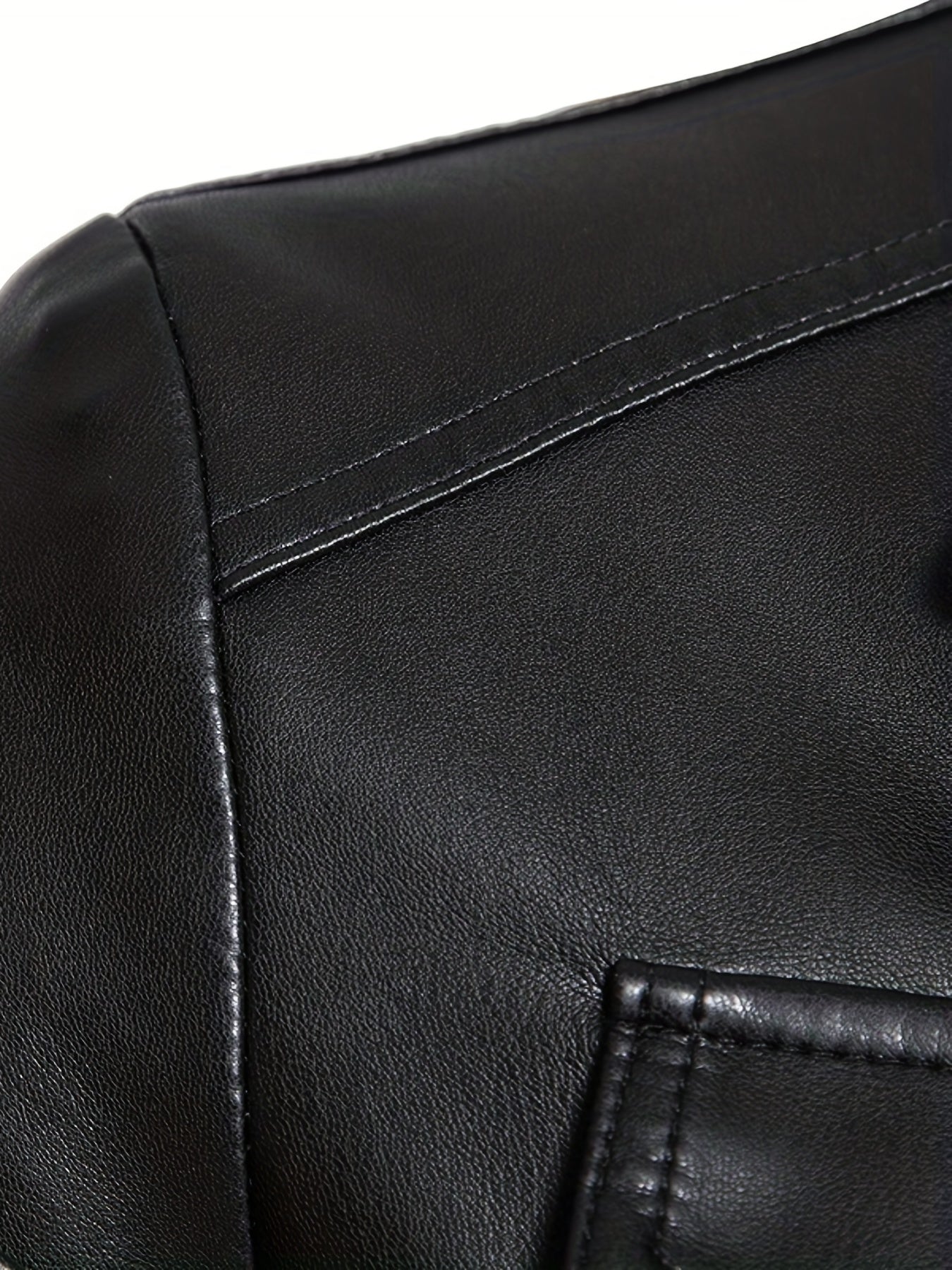 Men's Flap Pockets PU Biker Jacket