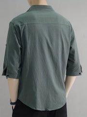 Men's Linen Short Sleeve Shirt for Summer Casual Wear